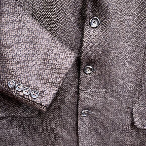 Jack Victor Wool Luxe Tweed Sport Coat Jacket Taupe Brown Two Button Mens 42R - Picture 3 of 8